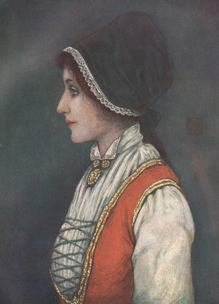 'Costume worn in the BERGEN district' by Nico Jungman. Norway 1905 old print